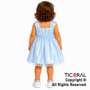 DISFRAZ PRINCESA CORTO CON BRETEL ANCHO CELESTE TALLE 0 x 1